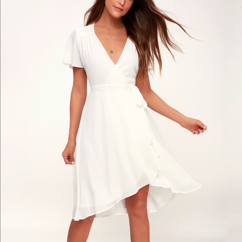 Rise to the Occasion White Midi Wrap Dress